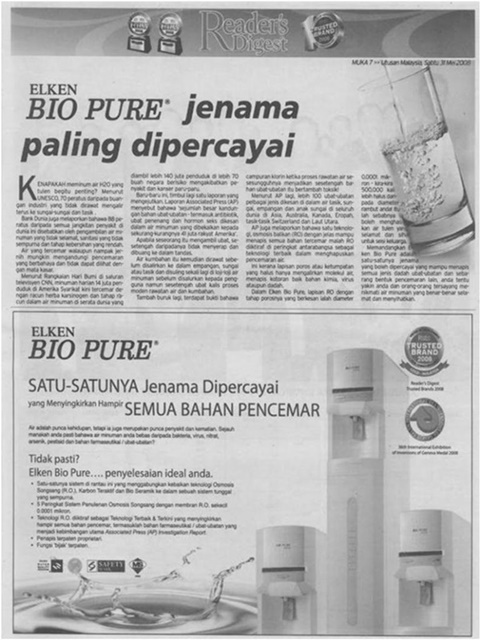 Air Bersih Penapis Air Bio Pure Elken Malaysia